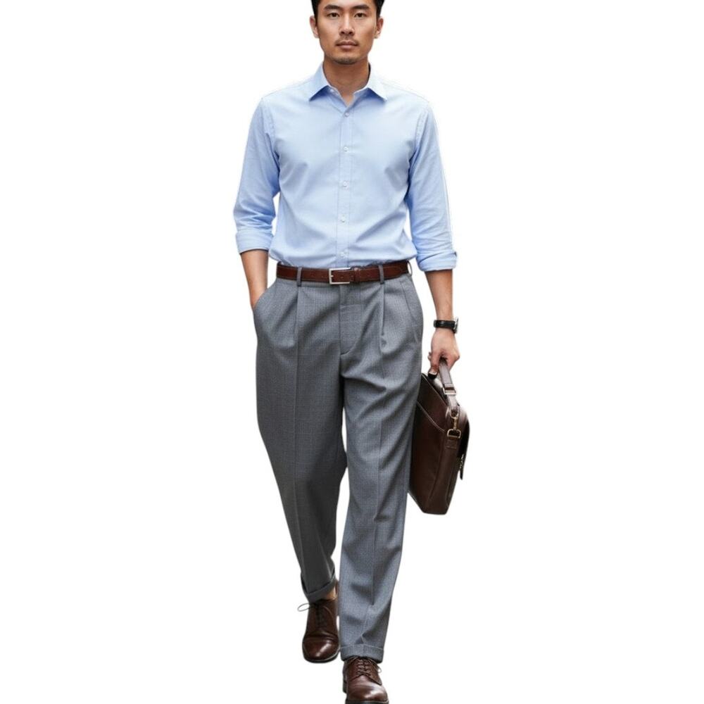 Stacy Adams Men's Dress Pants, Loose Fit, Gray, Cuffed, Size 34W x 34L